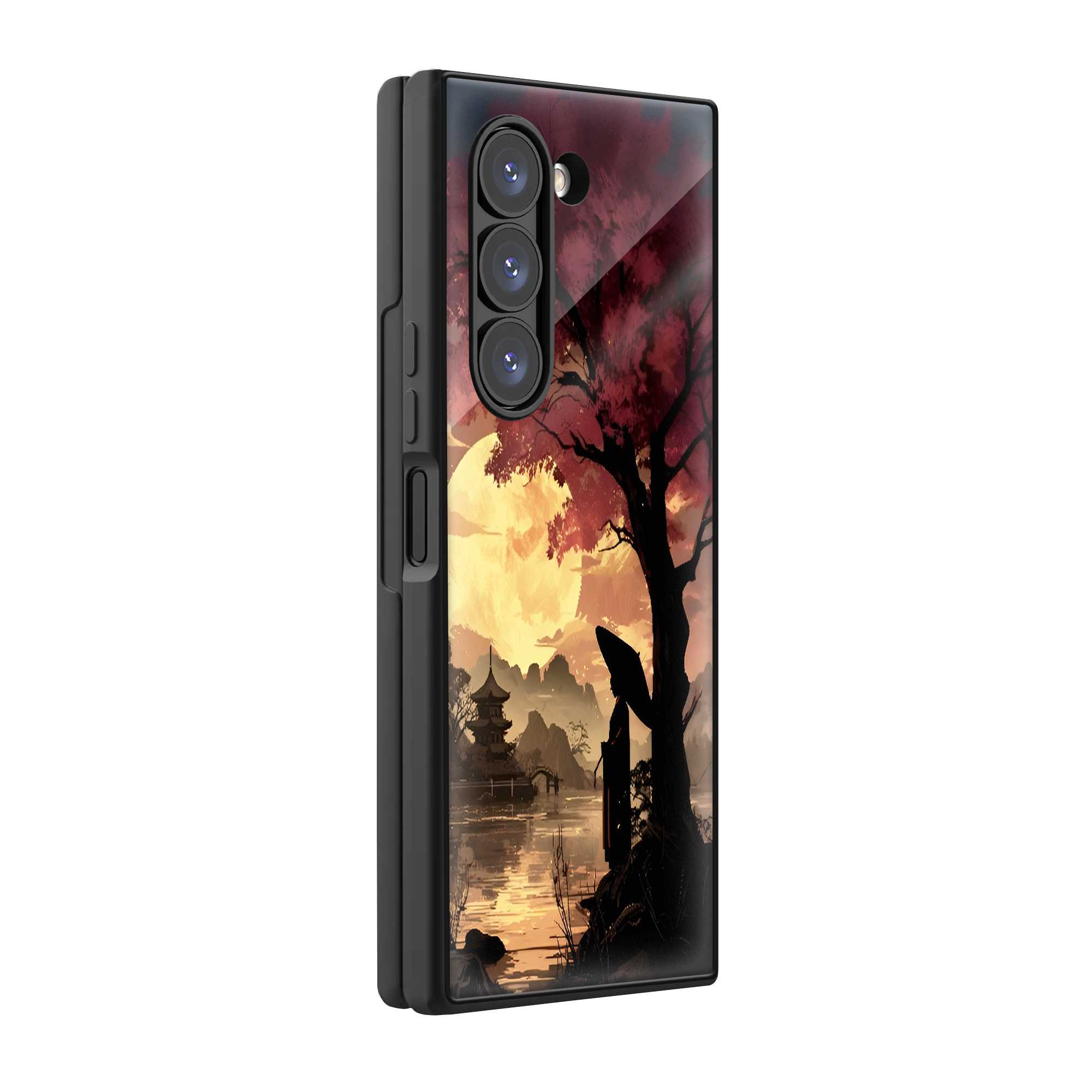 Moonlit Sakura Samsung Z Fold Glass Case