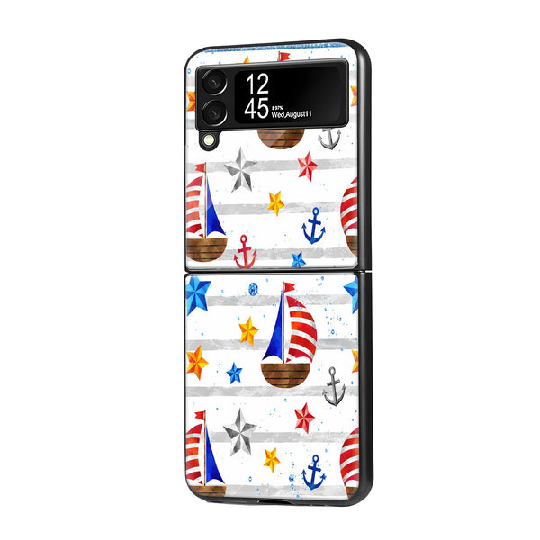Nautical Vibes Samsung Z Flip Glass Case
