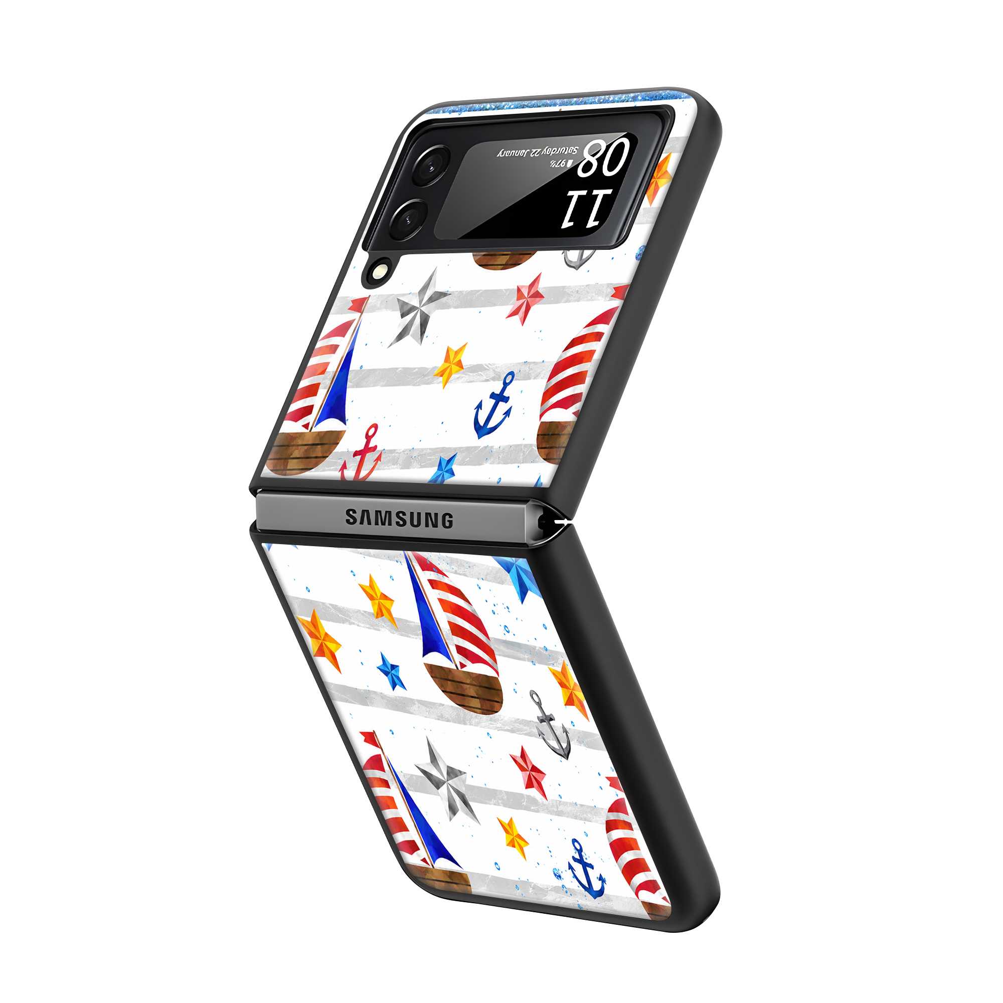 Nautical Vibes Samsung Z Flip Glass Case