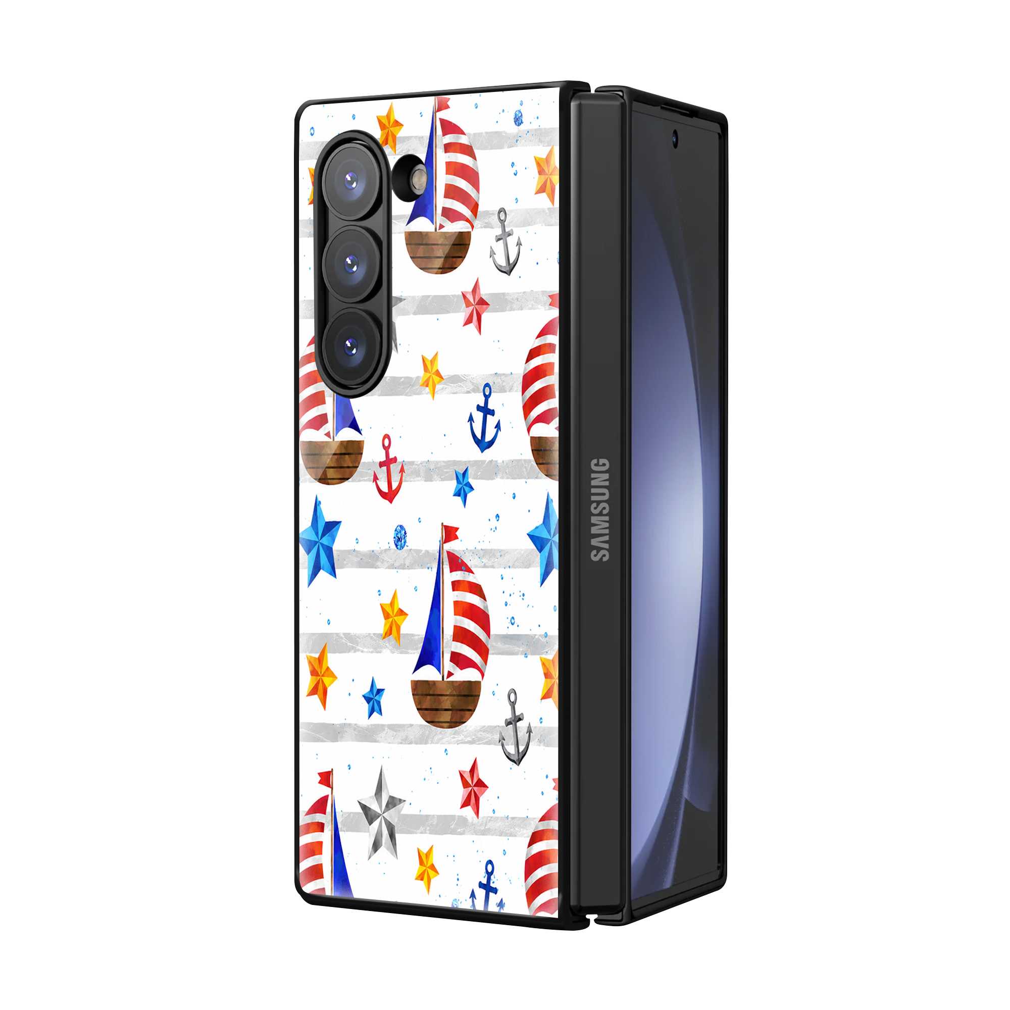Nautical Vibes Samsung Z Fold Glass Case