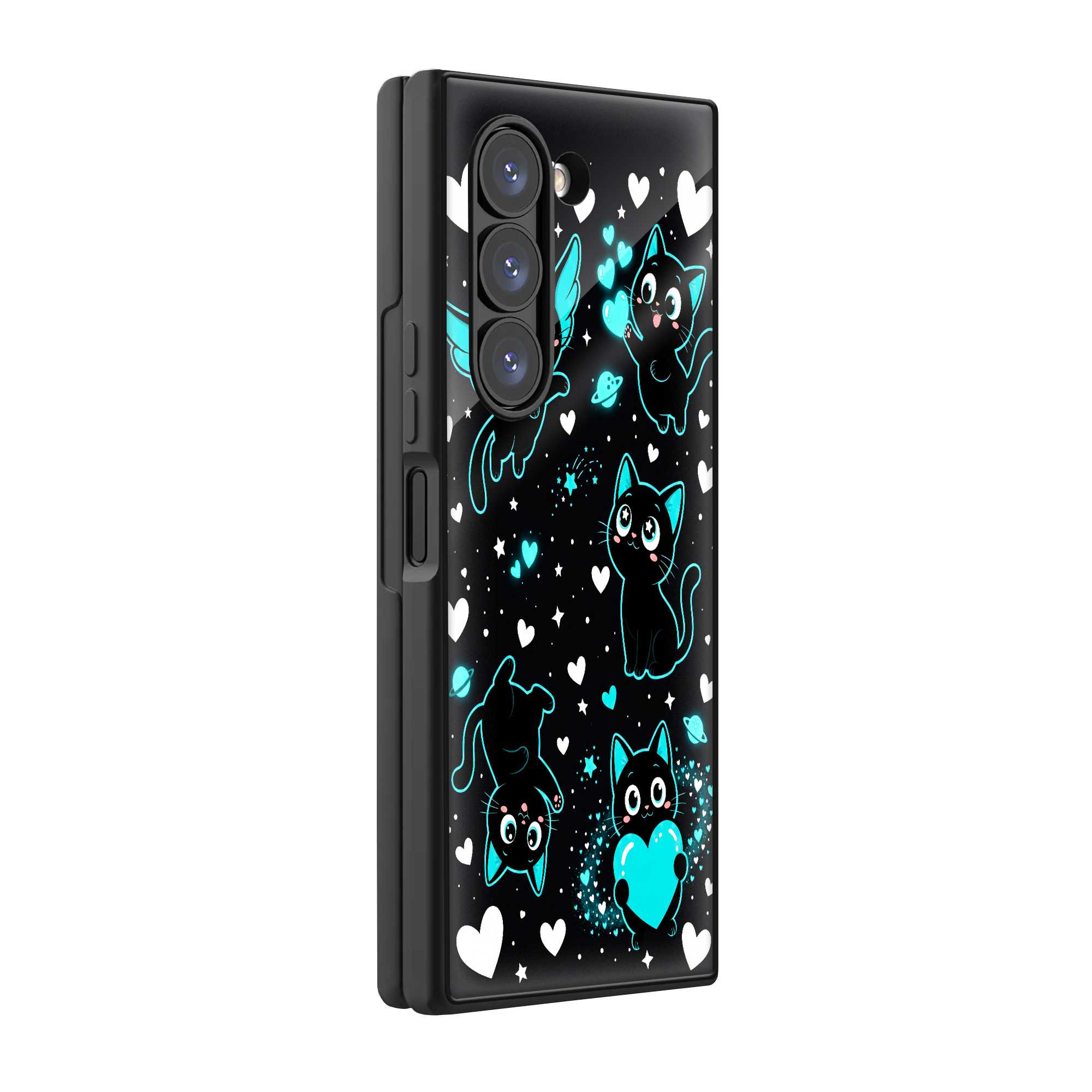 Neon Cats Samsung Z Fold Glass Case