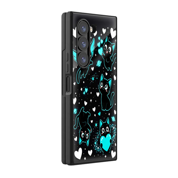 Neon Cats Samsung Z Fold Glass Case