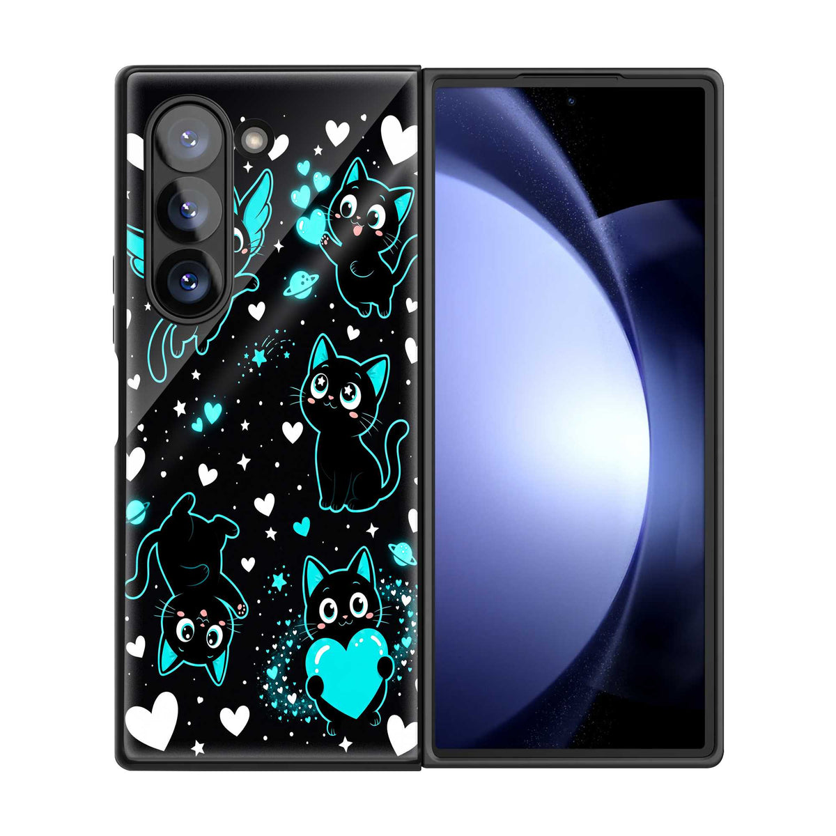 Neon Cats Samsung Z Fold Glass Case