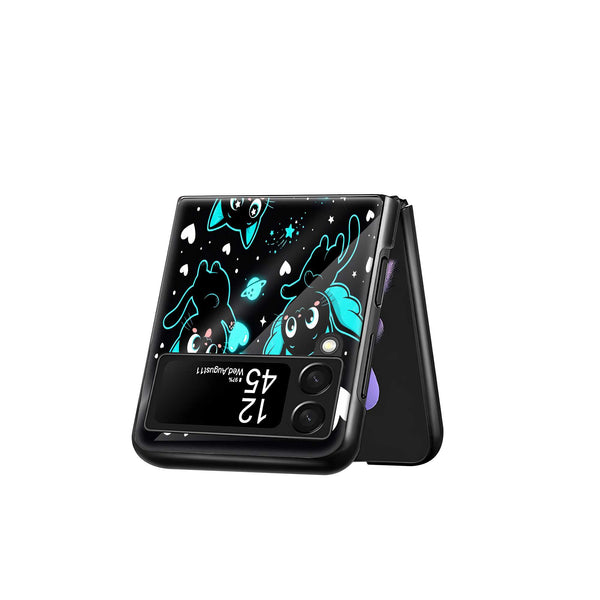Neon Cats Samsung Z Flip Glass Case