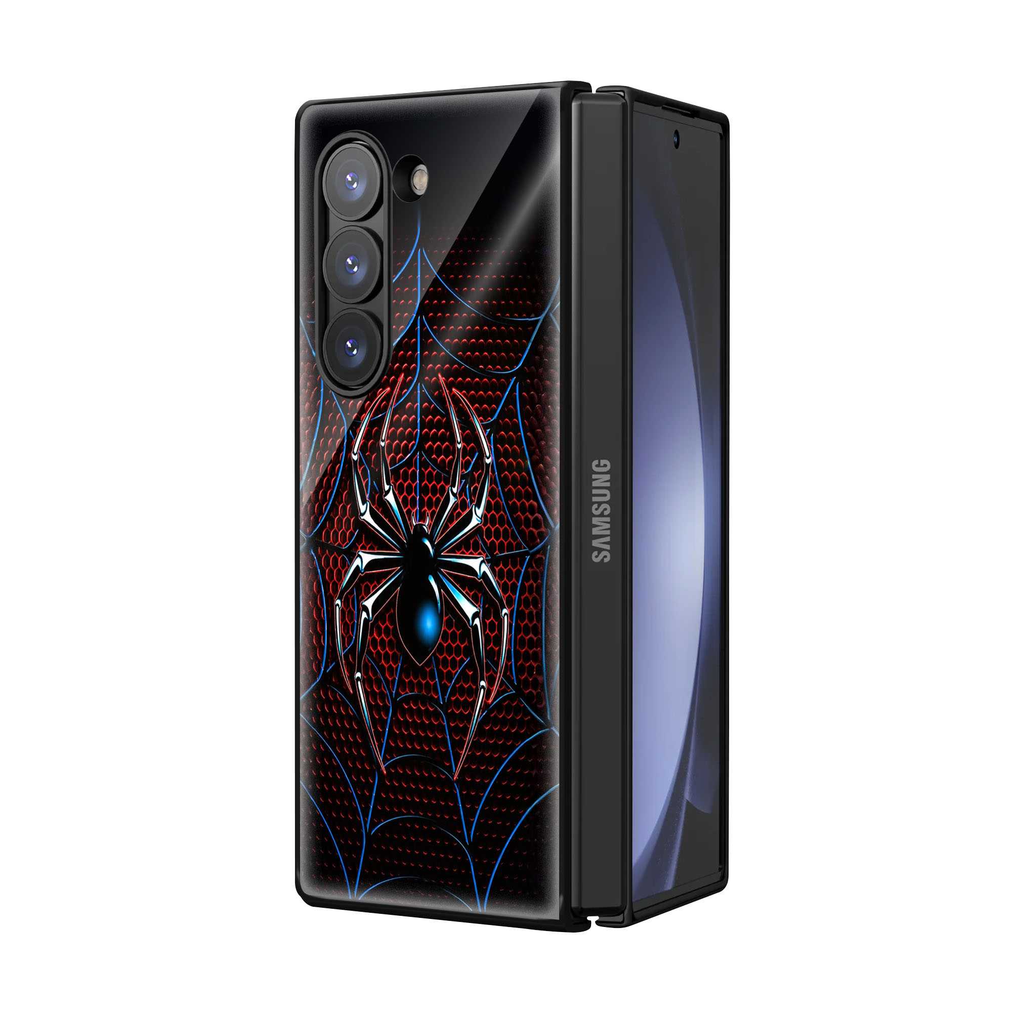 Neon Spider Emblem Samsung Z Fold Glass Case