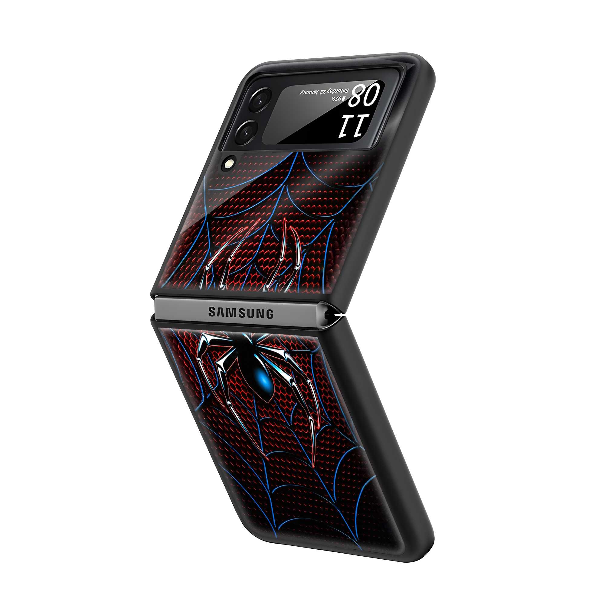 Neon Spider Emblem Samsung Z Flip Glass Case
