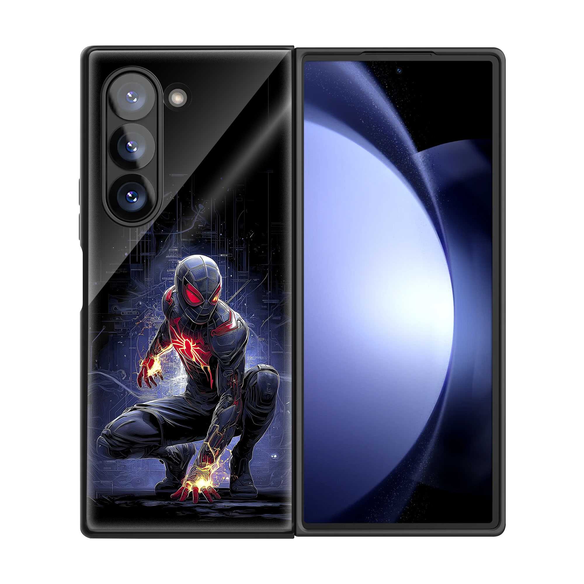 Neon Web Knight Samsung Z Fold Glass Case