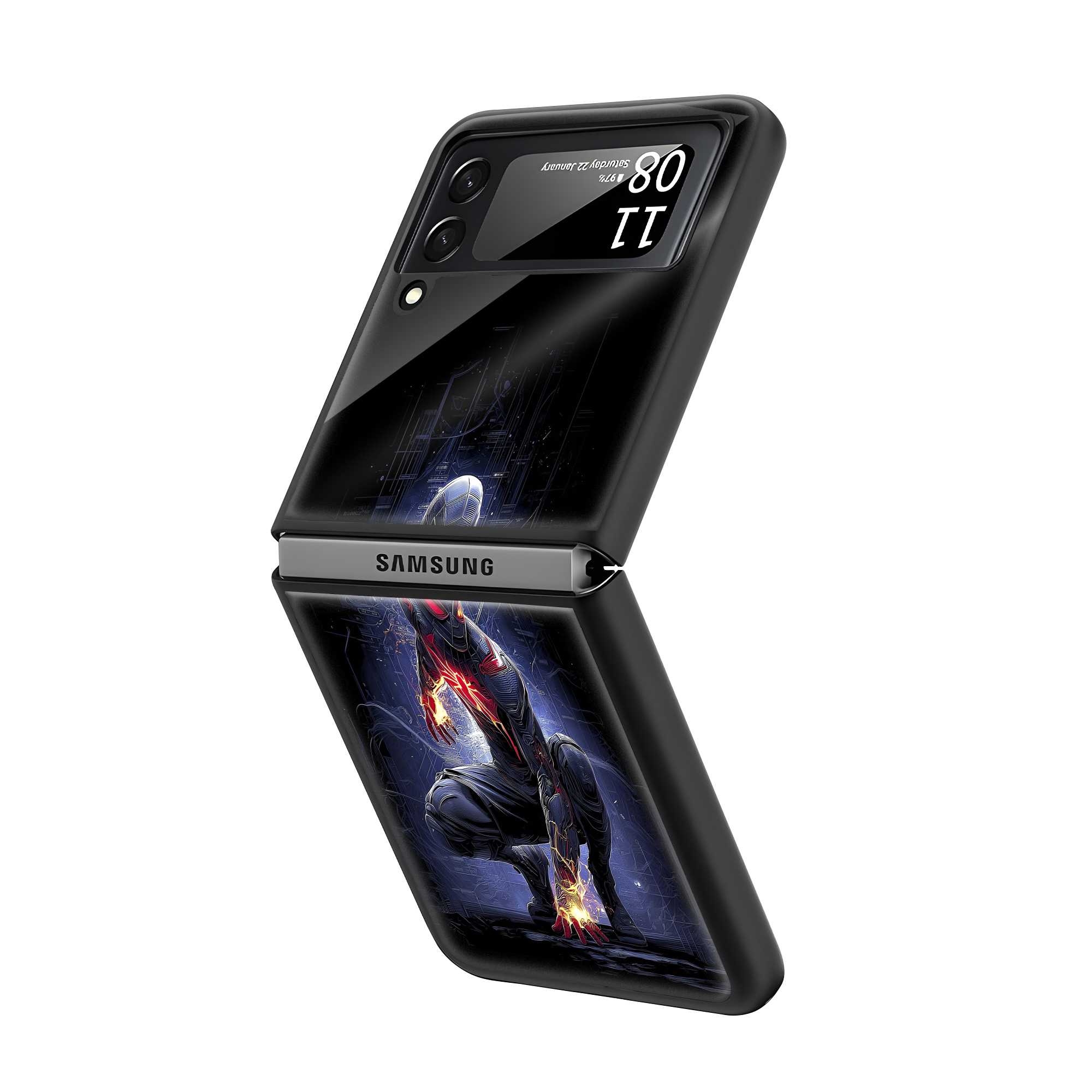 Neon Web Knight Samsung Z Flip Glass Case