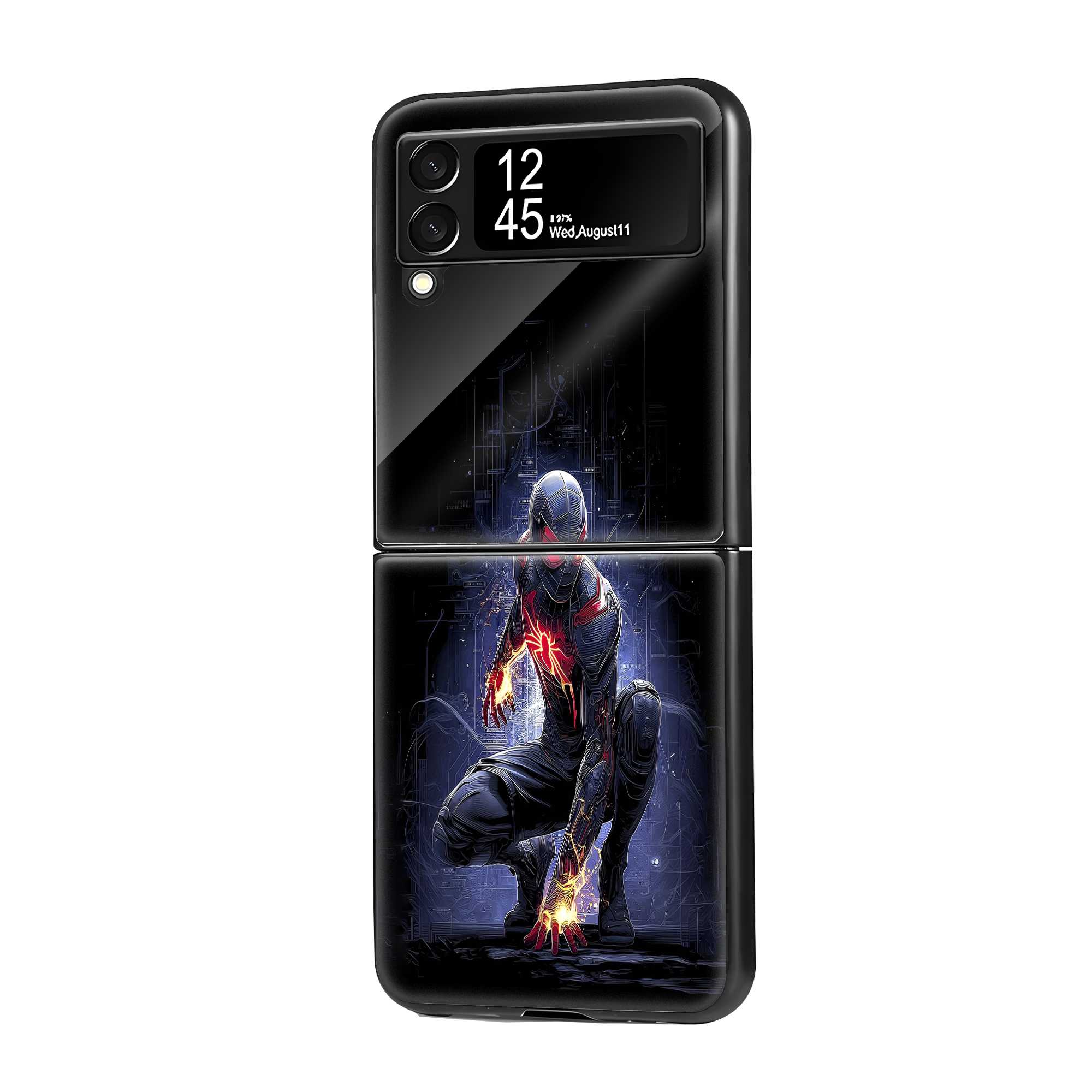 Neon Web Knight Samsung Z Flip Glass Case