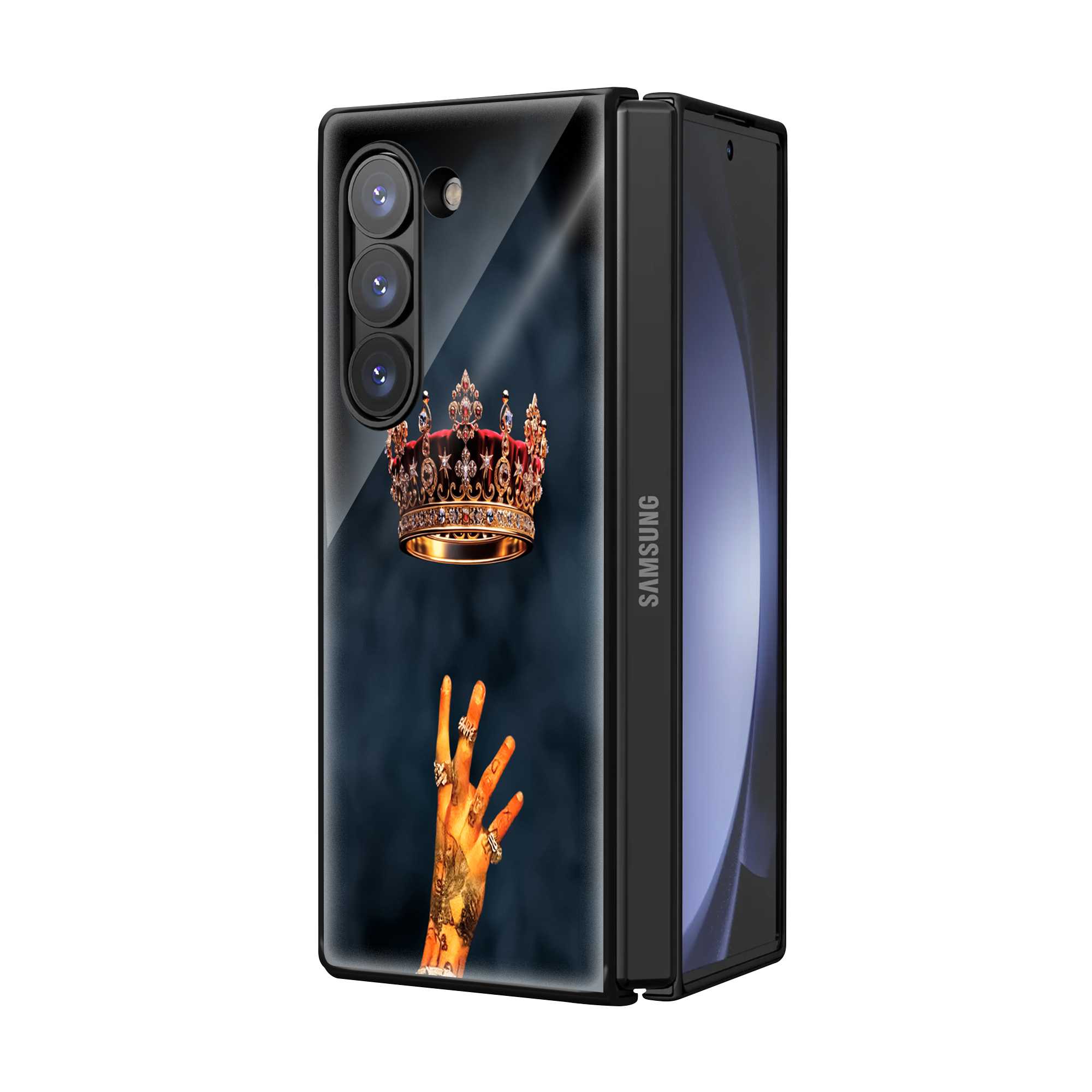 Ornate Crown Samsung Z Fold Glass Case