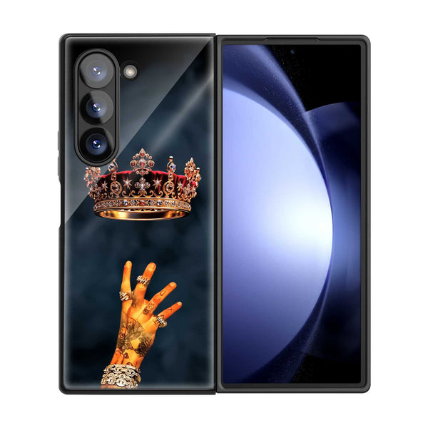 Ornate Crown Samsung Z Fold Glass Case