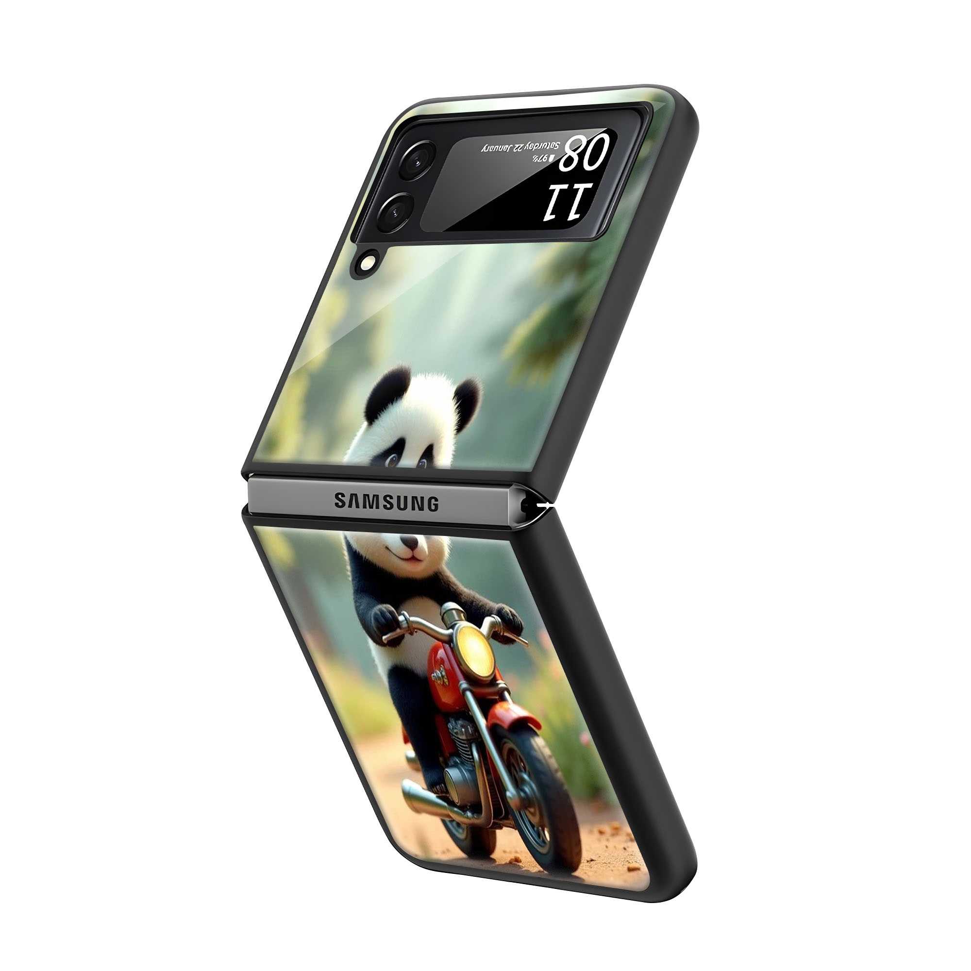 Panda Rider Samsung Z Flip Glass Case