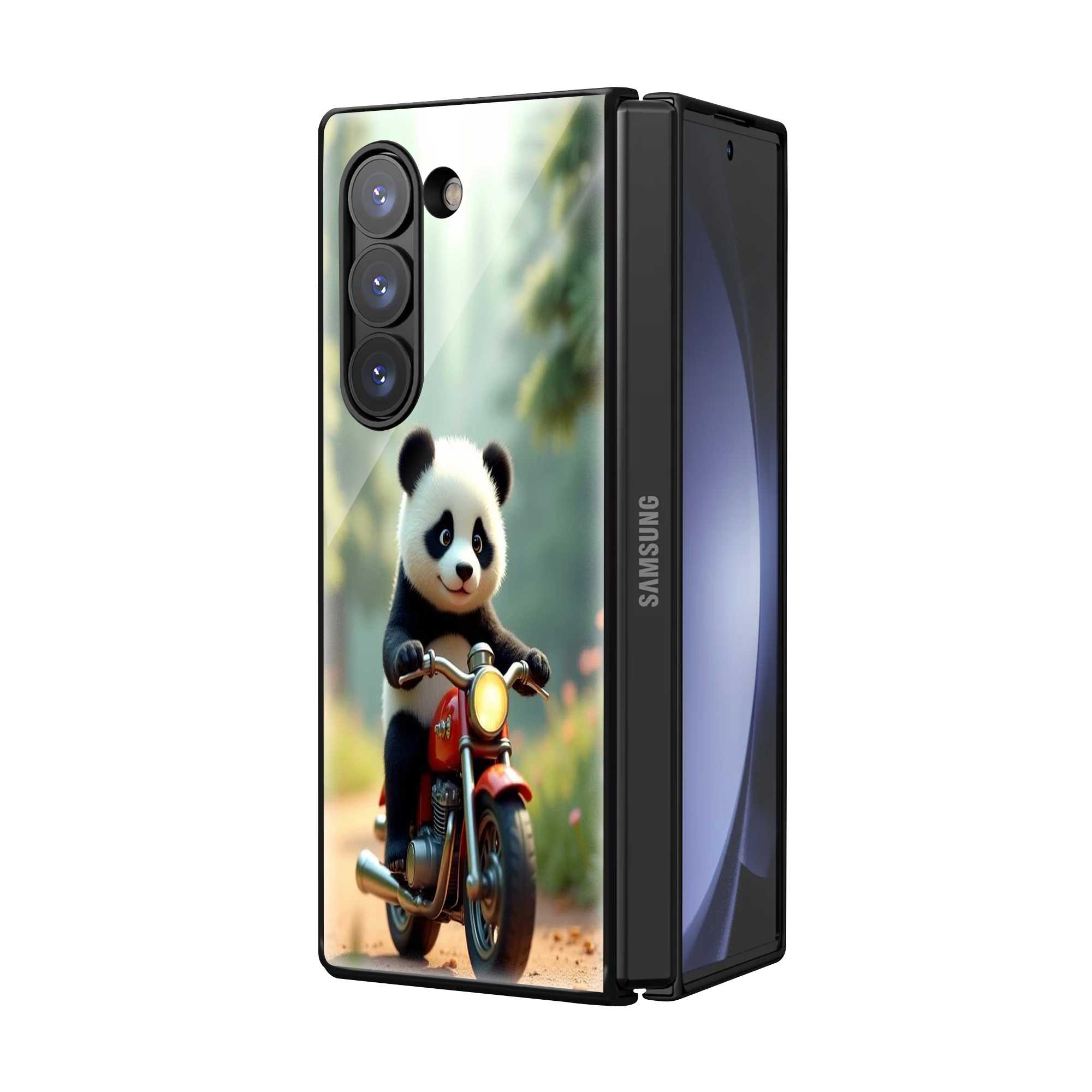 Panda Rider Samsung Z Fold Glass Case