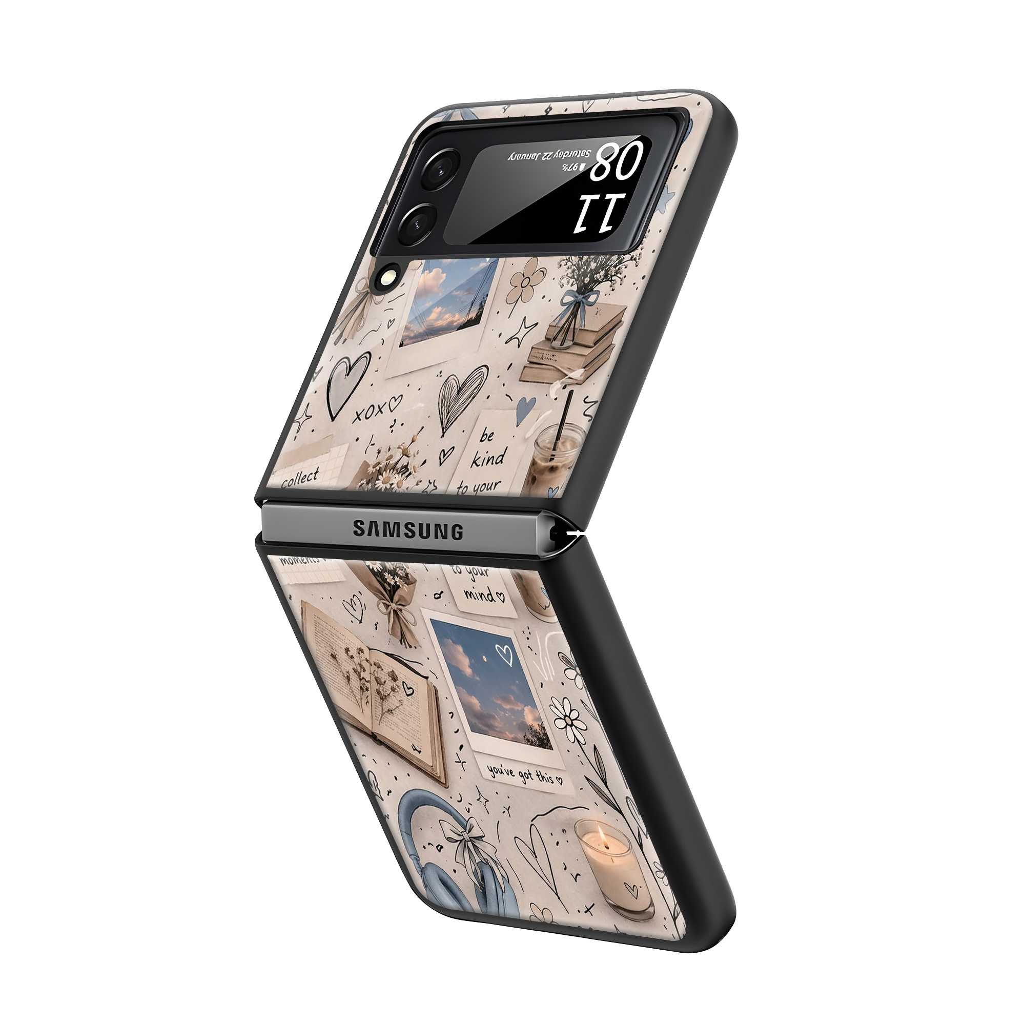 Peaceful Doodles Samsung Z Flip Glass Case