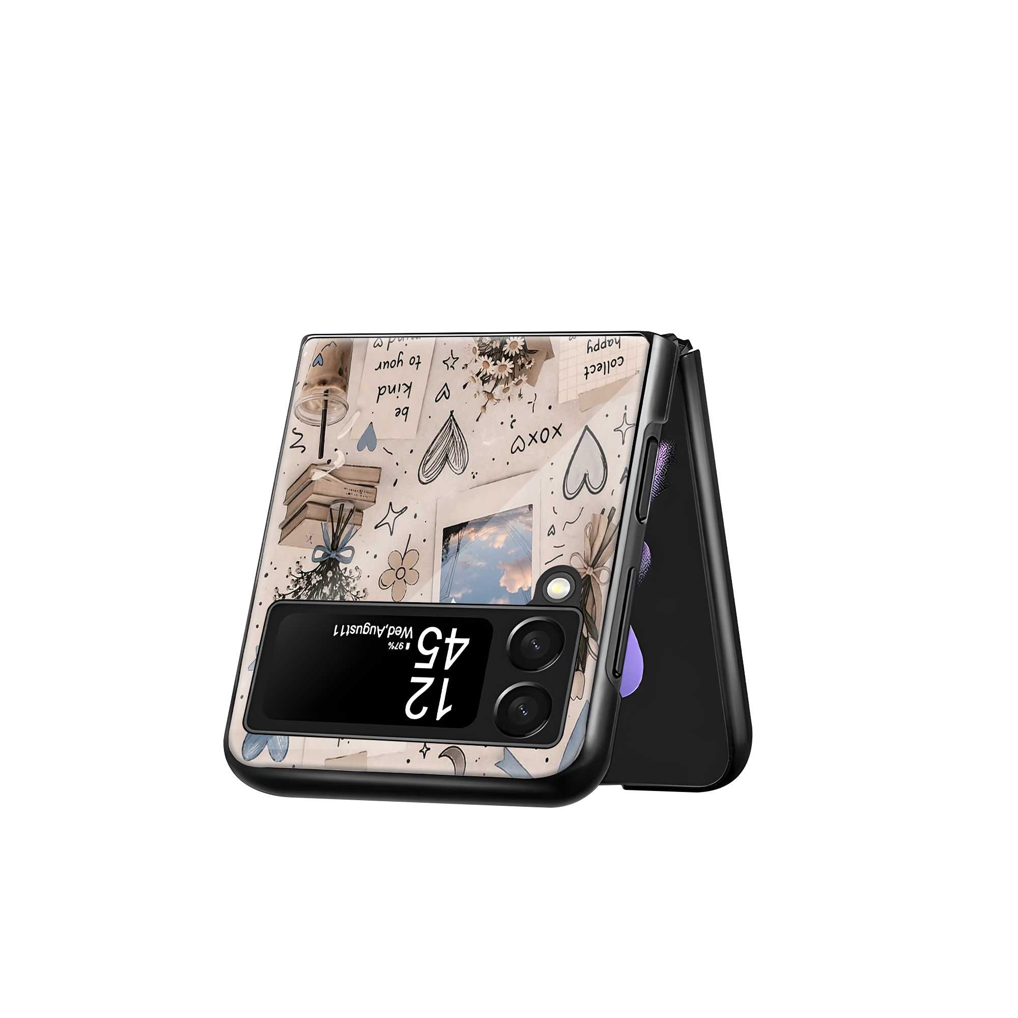 Peaceful Doodles Samsung Z Flip Glass Case