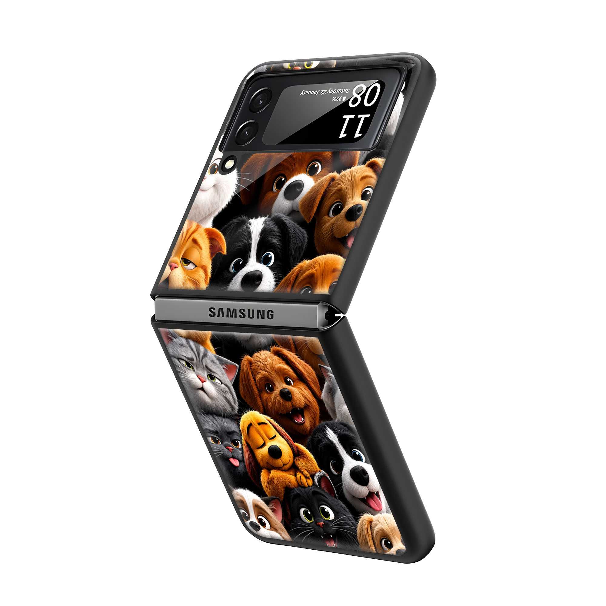 Pet Party Samsung Z Flip Glass Case
