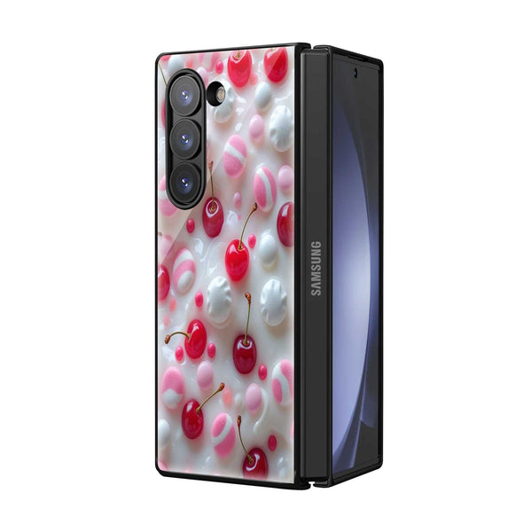Pink Cherry Samsung Z Fold Glass Case