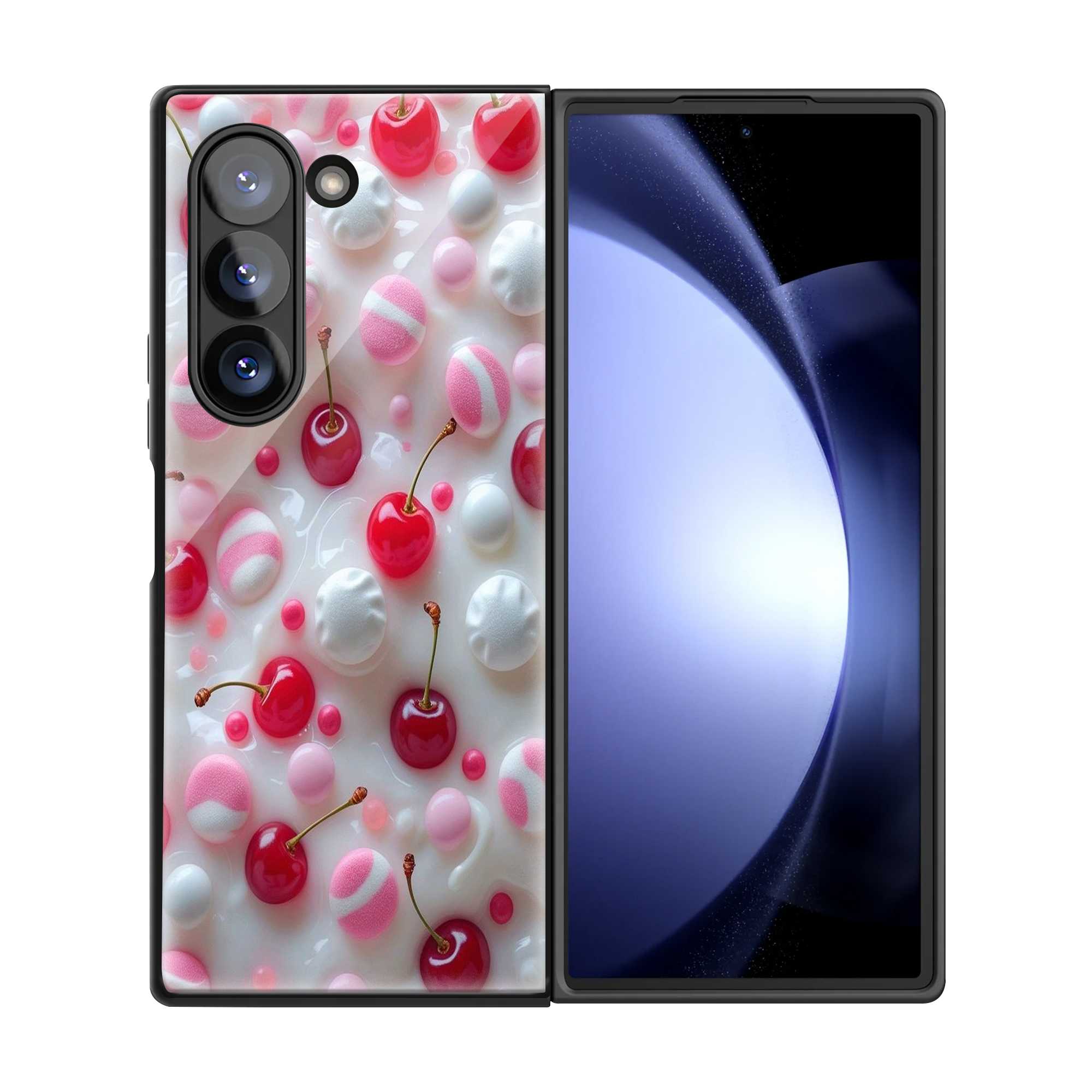 Pink Cherry Samsung Z Fold Glass Case