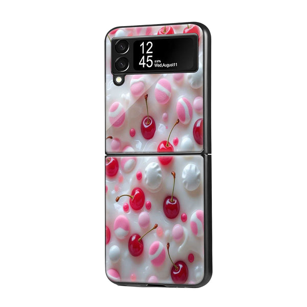 Pink Cherry Samsung Z Flip Glass Case