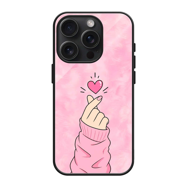 Pink Finger Heart Glass Case