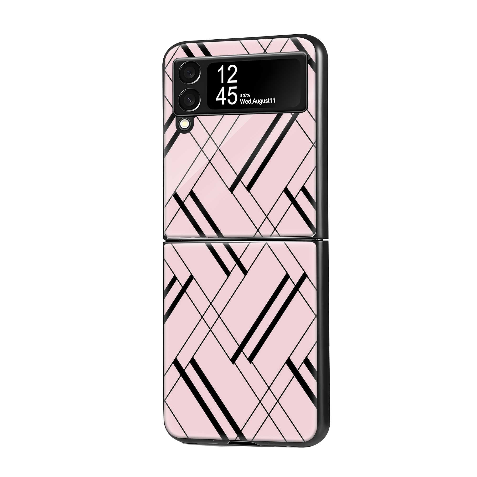 Pink Grid Samsung Z Flip Glass Case