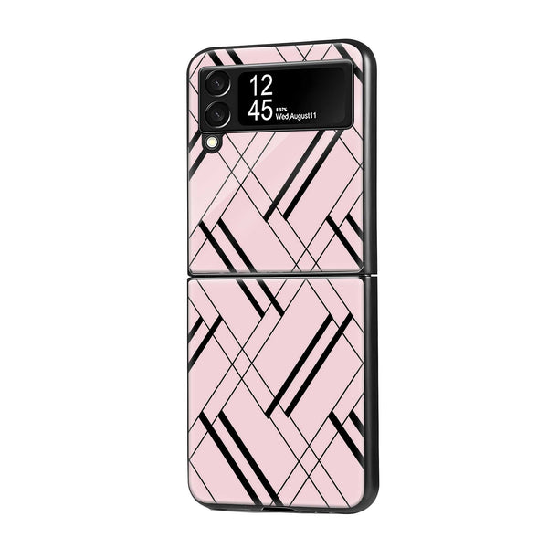 Pink Grid Samsung Z Flip Glass Case