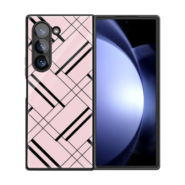 Pink Grid Samsung Z Fold Glass Case