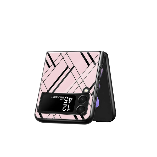 Pink Grid Samsung Z Flip Glass Case