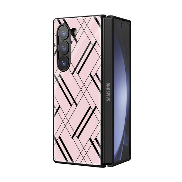 Pink Grid Samsung Z Fold Glass Case