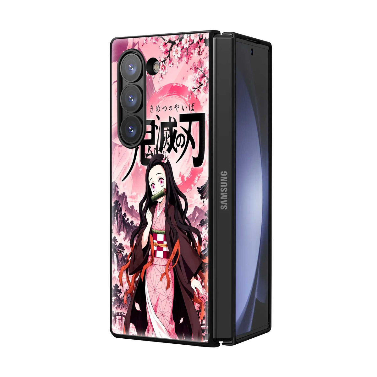 Pink Nezuko Samsung Z Fold Glass Case