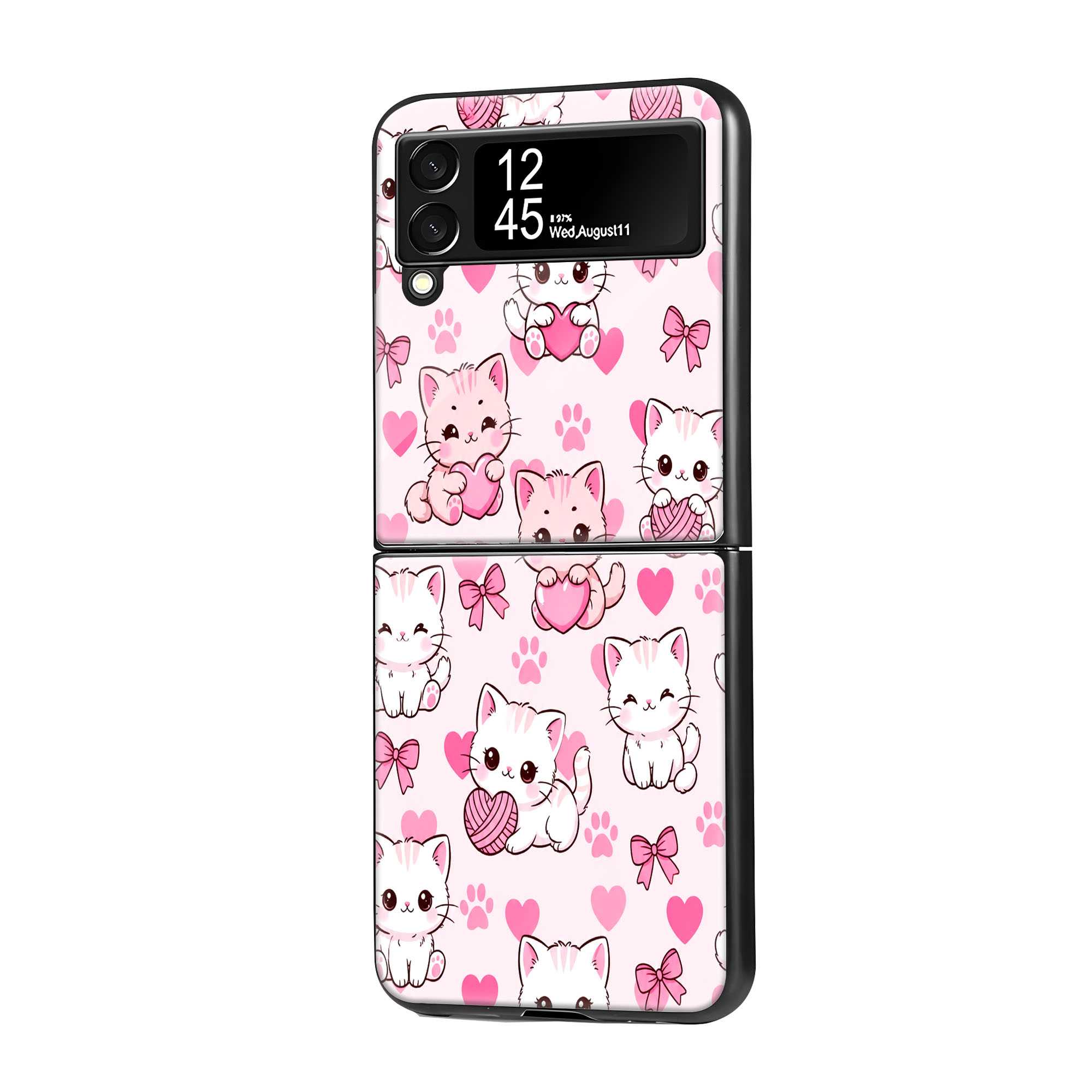 Pink Paws Samsung Z Flip Glass Case