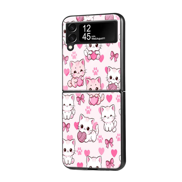 Pink Paws Samsung Z Flip Glass Case