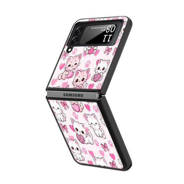 Pink Paws Samsung Z Flip Glass Case