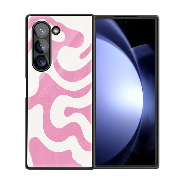 Pink Retro Waves Samsung Z Fold Glass Case