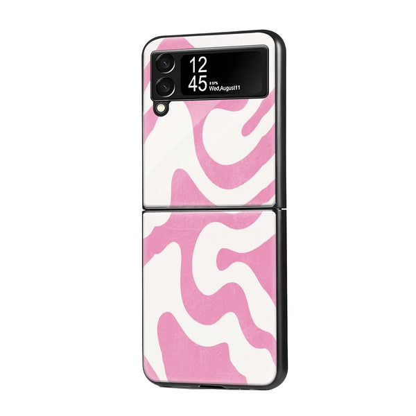 Pink Retro Waves Samsung Z Flip Glass Case