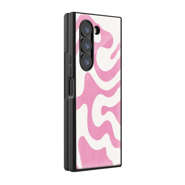 Pink Retro Waves Samsung Z Fold Glass Case