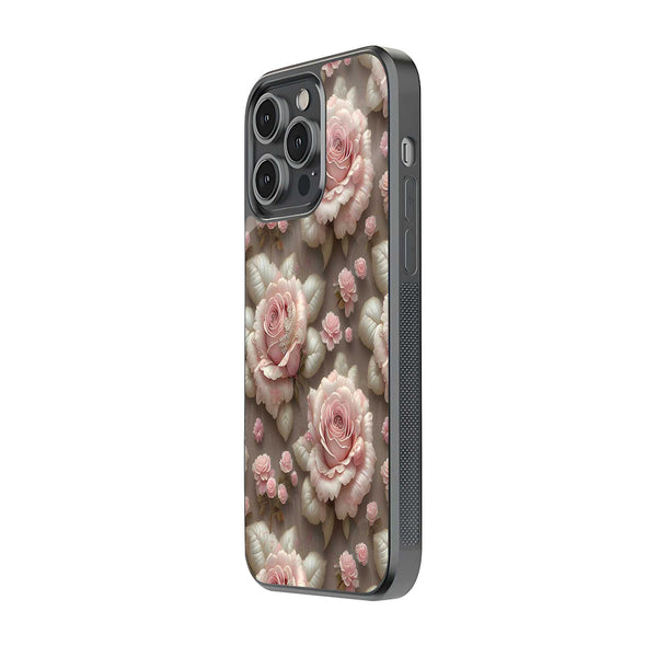 Pink Rose Garden Glass Case