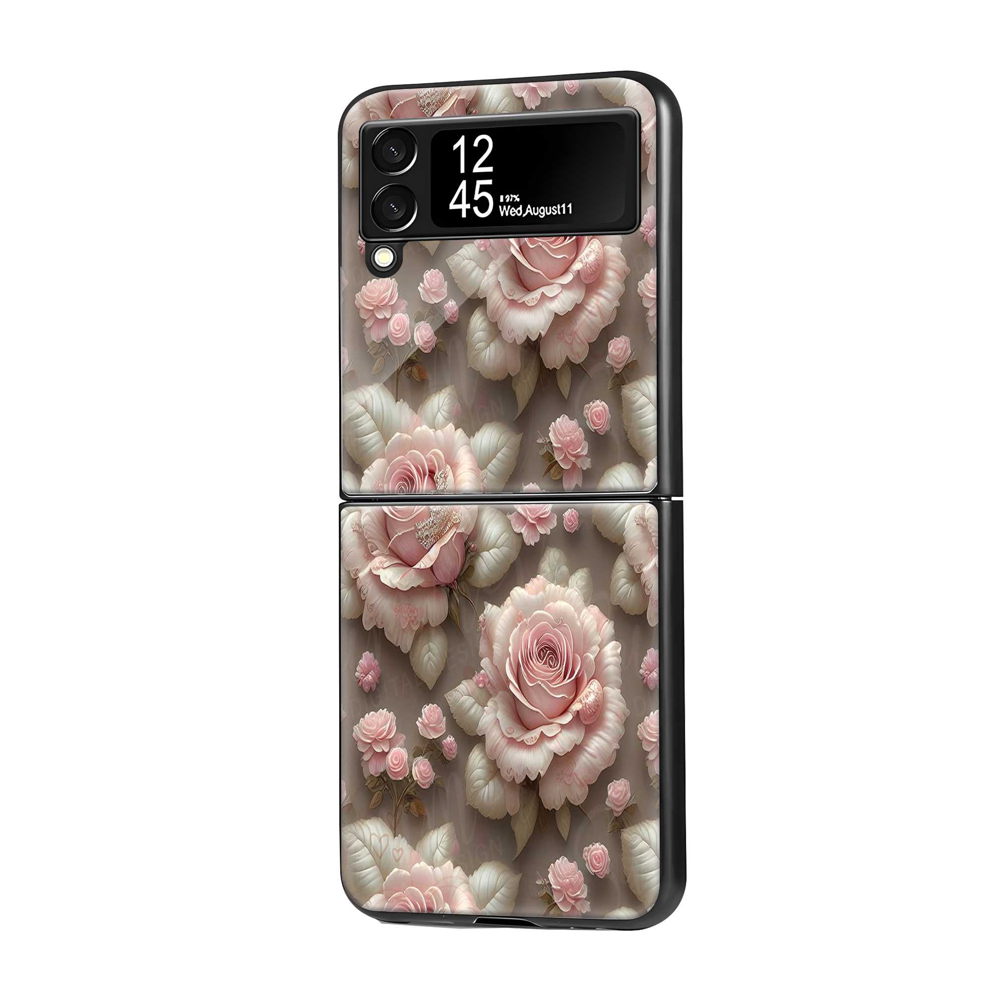Pink Rose Garden Samsung Z Flip Glass Case