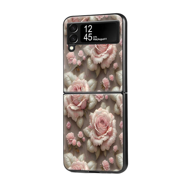 Pink Rose Garden Samsung Z Flip Glass Case