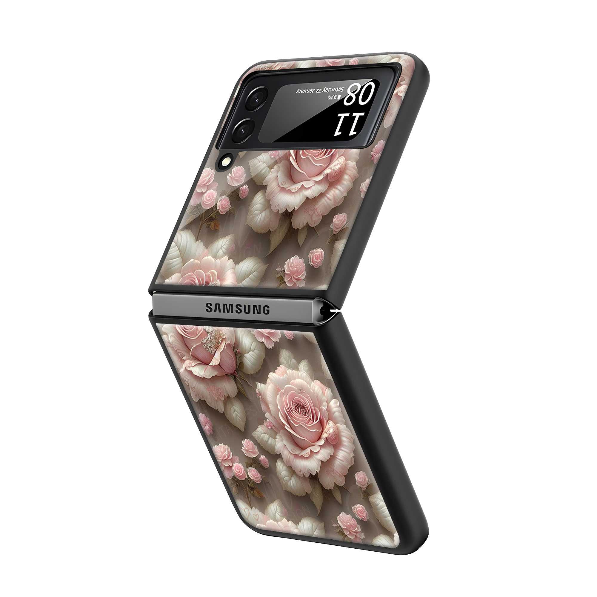 Pink Rose Garden Samsung Z Flip Glass Case