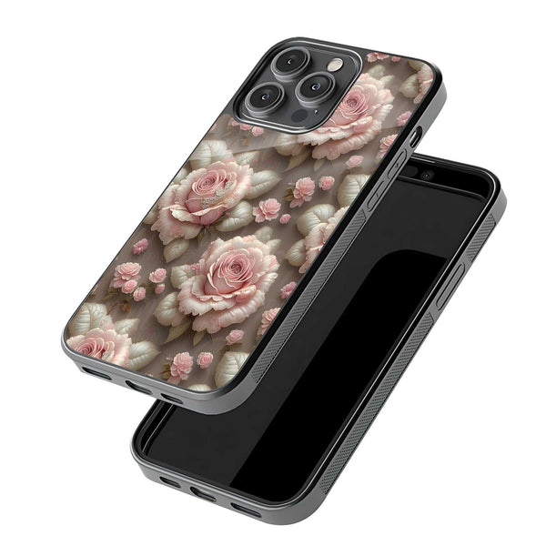 Pink Rose Garden Glass Case
