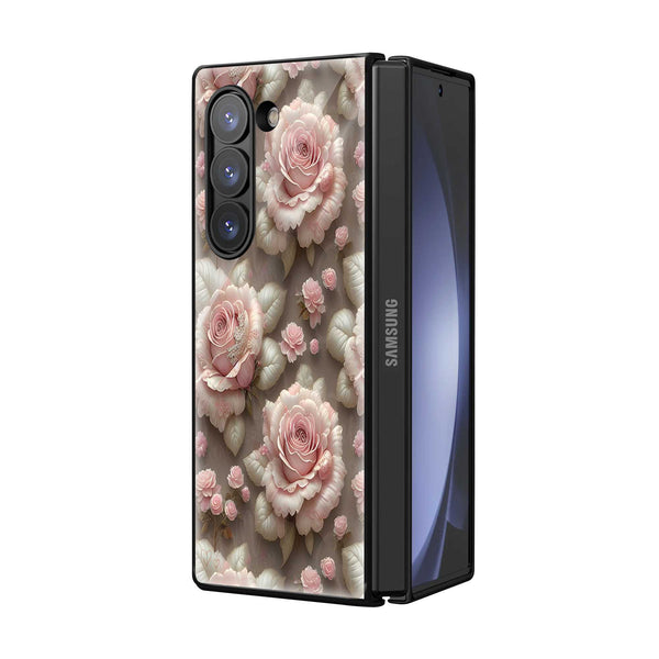 Pink Rose Garden Samsung Z Fold Glass Case