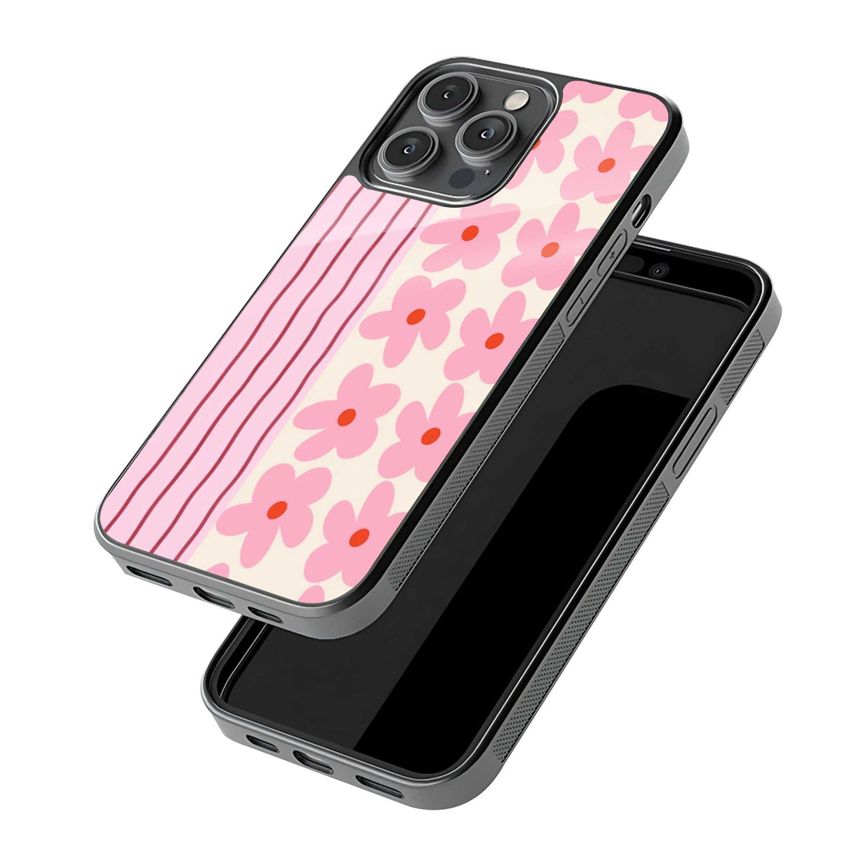 Pink Sakura Stripes Glass Case