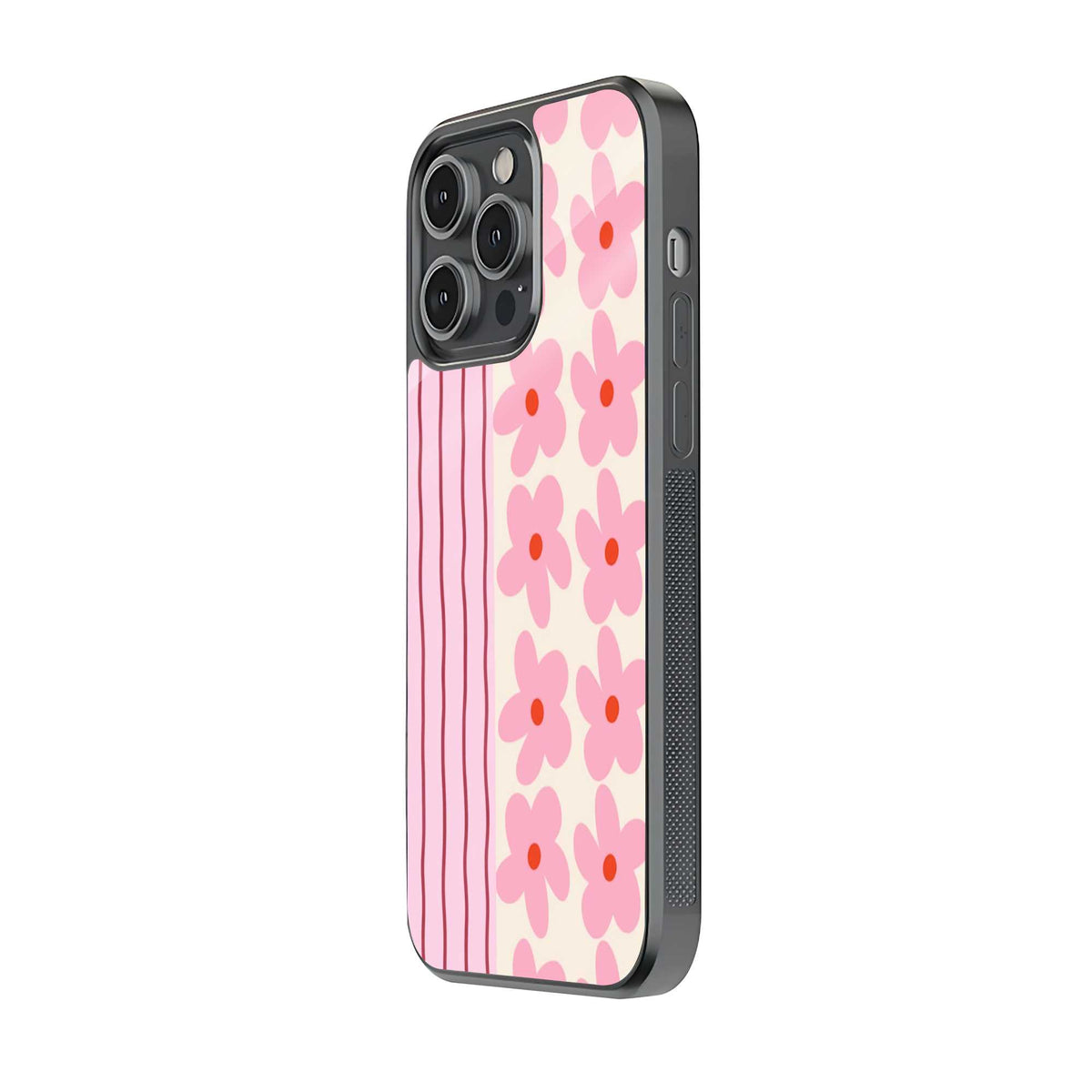 Pink Sakura Stripes Glass Case