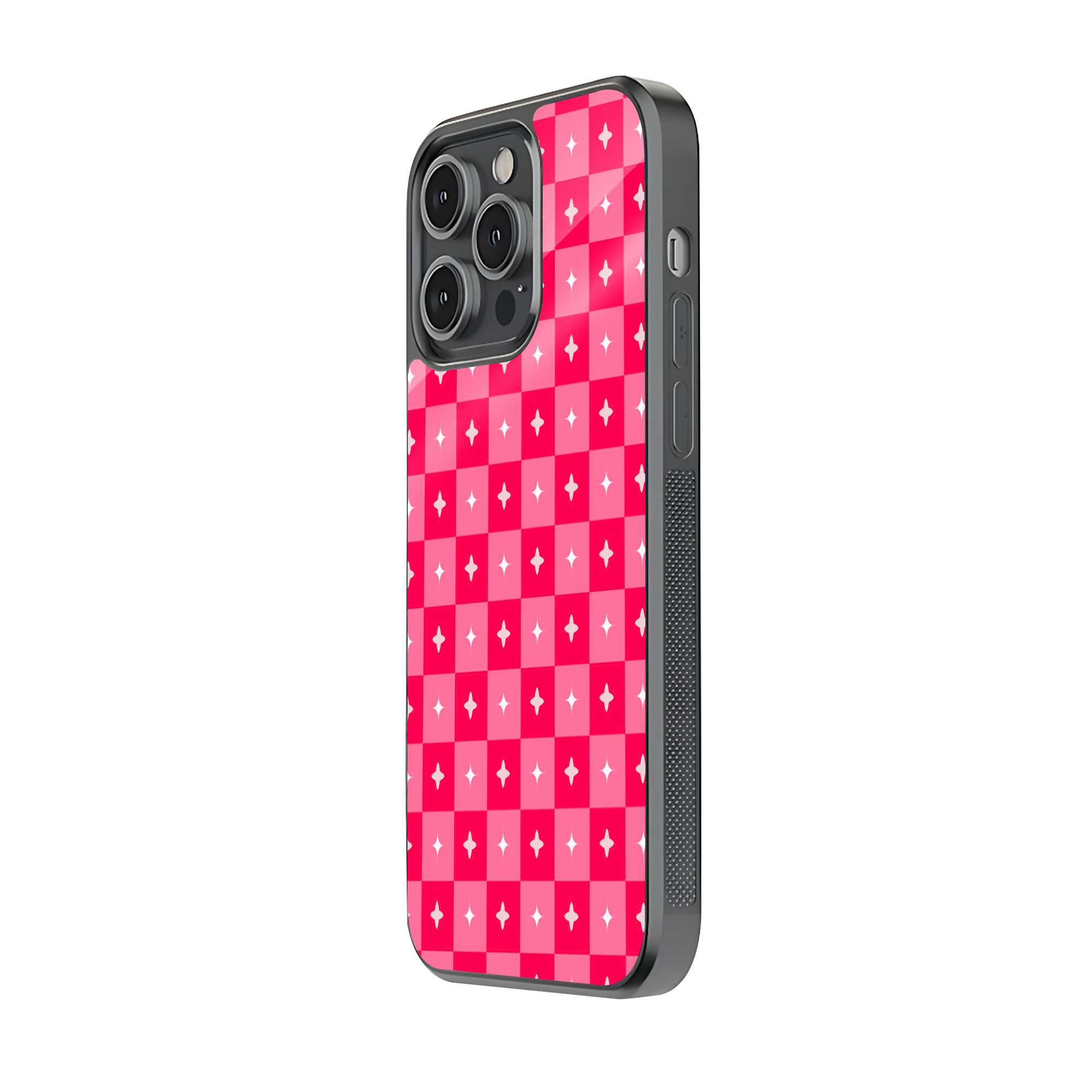 Pink Sparkle Check Glass Case Secondary image