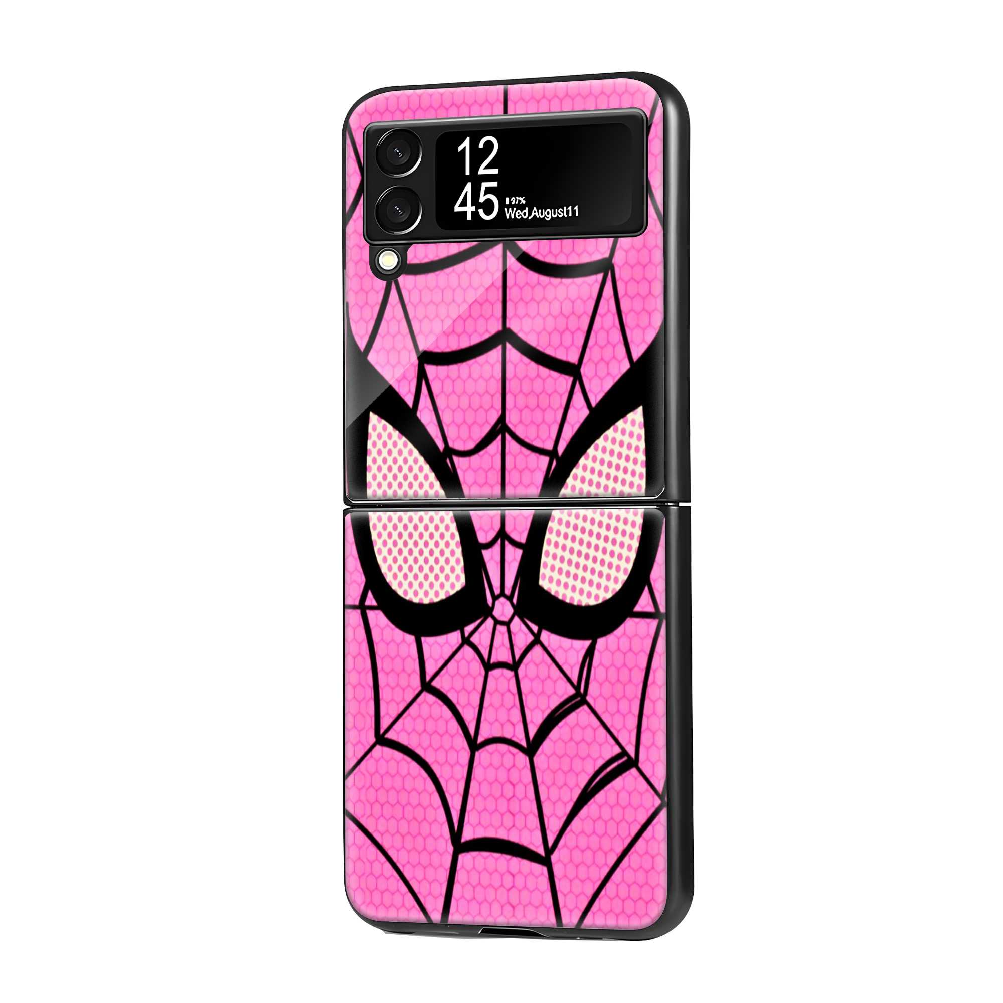 Pink Spider Mask Samsung Z Flip Glass Case