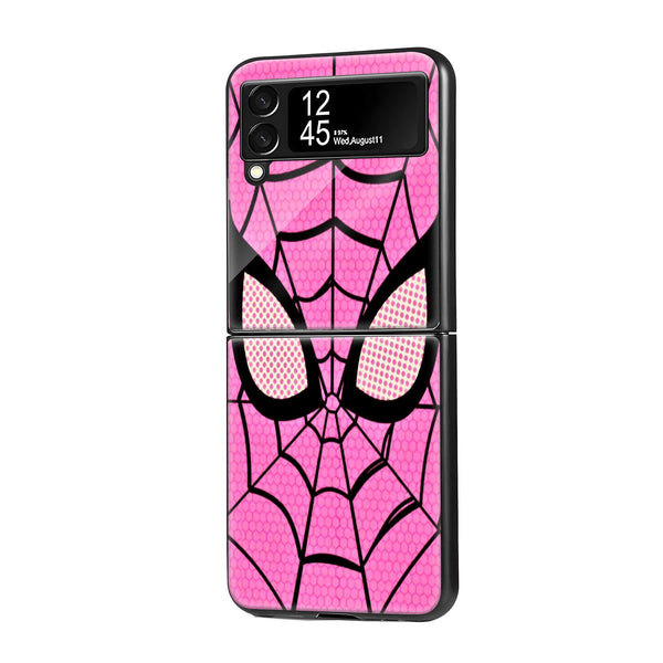Pink Spider Mask Samsung Z Flip Glass Case