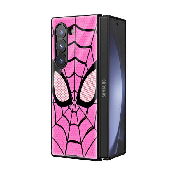Pink Spider Mask Samsung Z Fold Glass Case