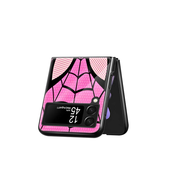 Pink Spider Mask Samsung Z Flip Glass Case