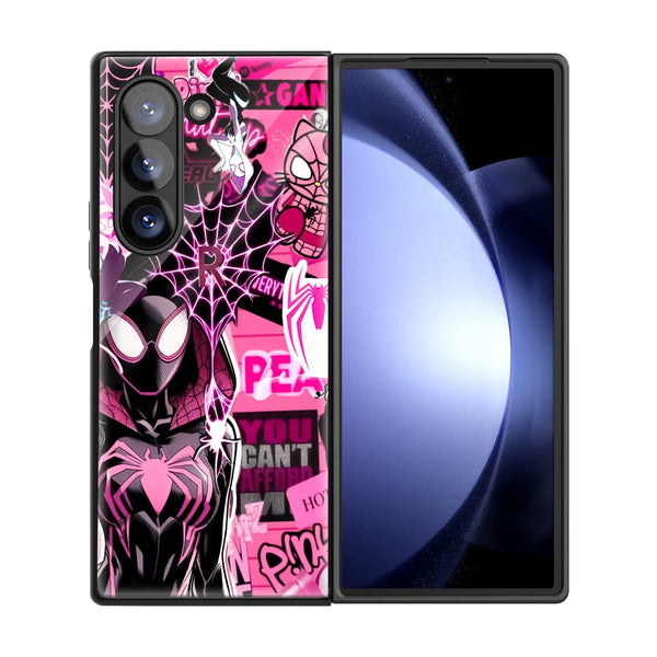 Pink Web Rush Samsung Z Fold Glass Case